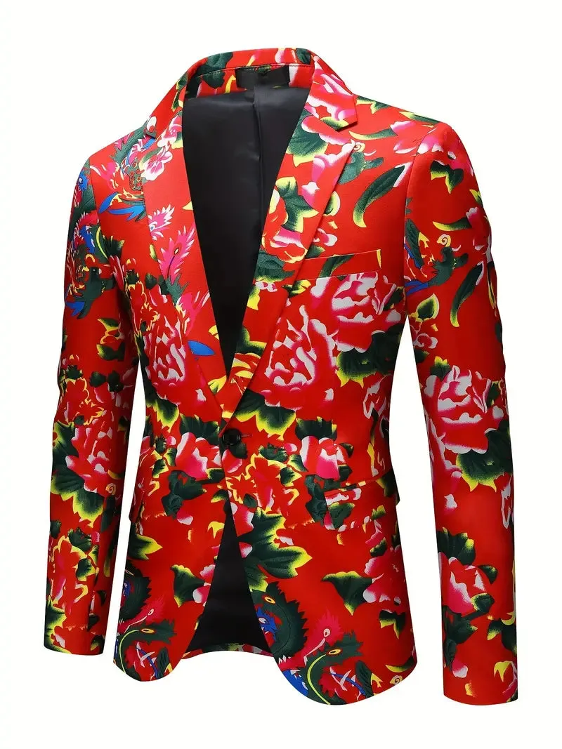Anzugjacke und Anzughose mit Blumenmuster für Mnner Anzug