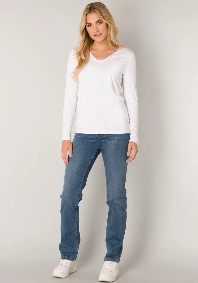 Base Level Langarmshirt, mit V-Ausschnitt