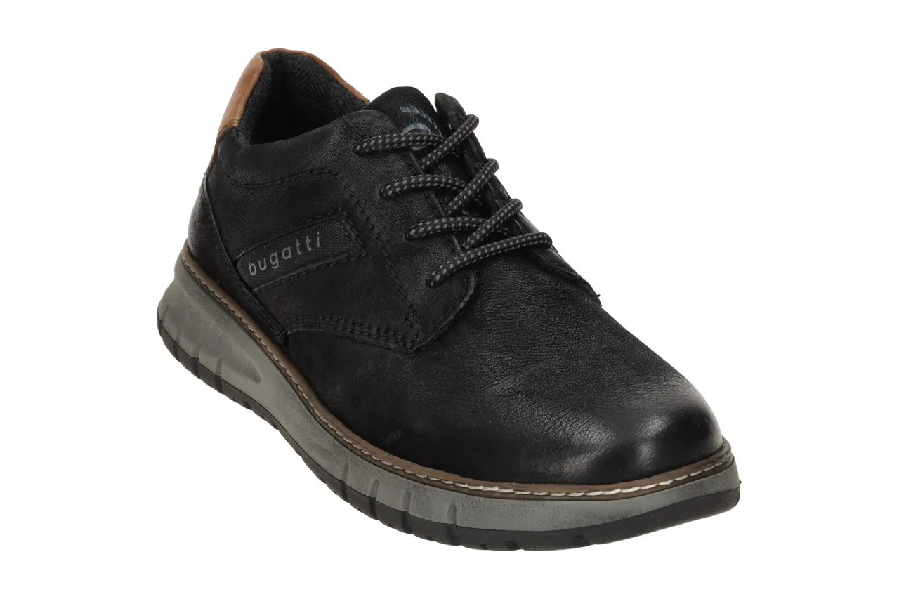 bugatti Quebec Schuhe Sneakers schwarz Leder AOP01
