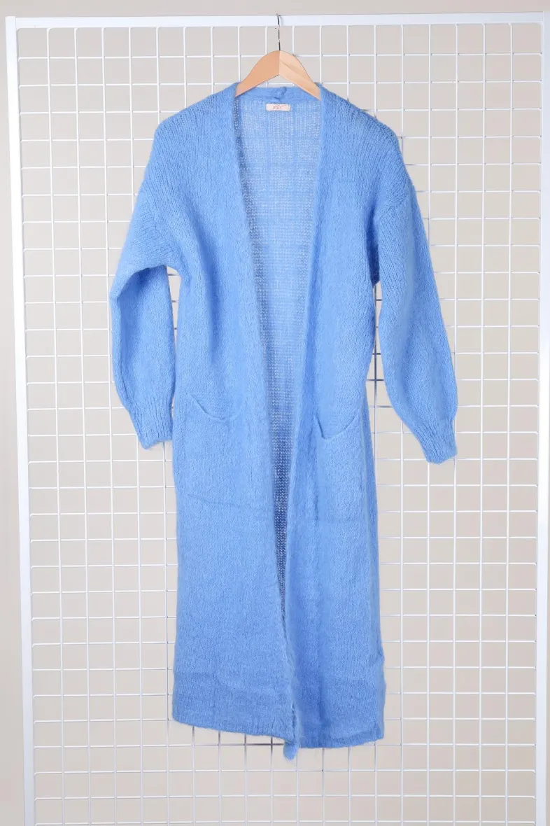 Lange Weste mit Manteltaschen aus Kid-Mohair-Mischung