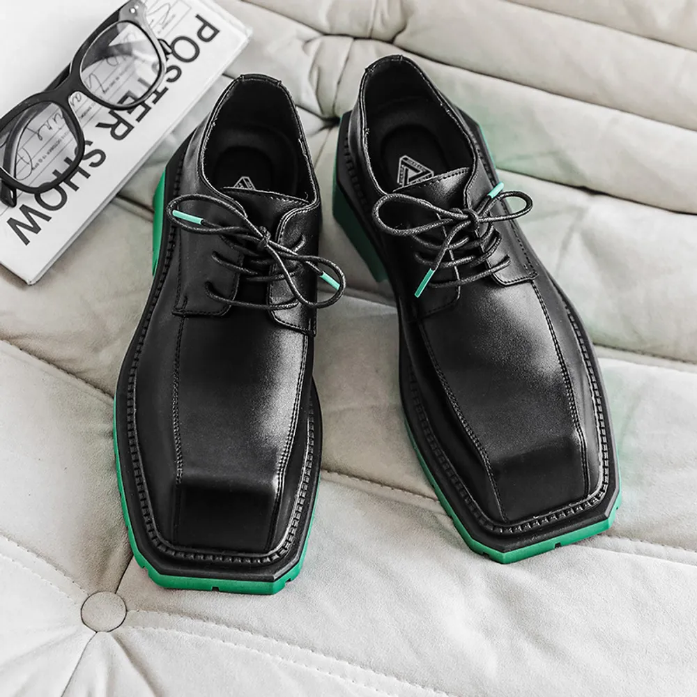 Männer männlich 498c3 Leder 2023 Neue klobige Plattform Retro -Arbeit Frühling Herbst Derby Schuhe Low Top Man lässig Flats Wohn
