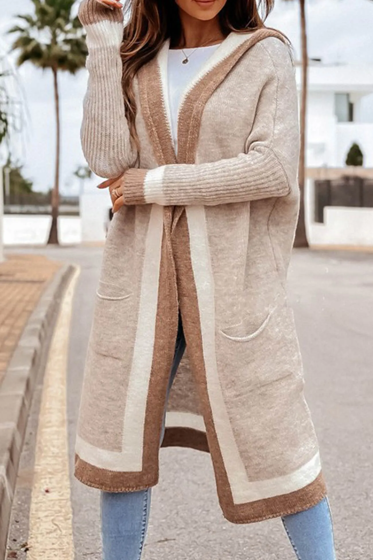 Prelira | Langer Strick-Cardigan mit Taschen