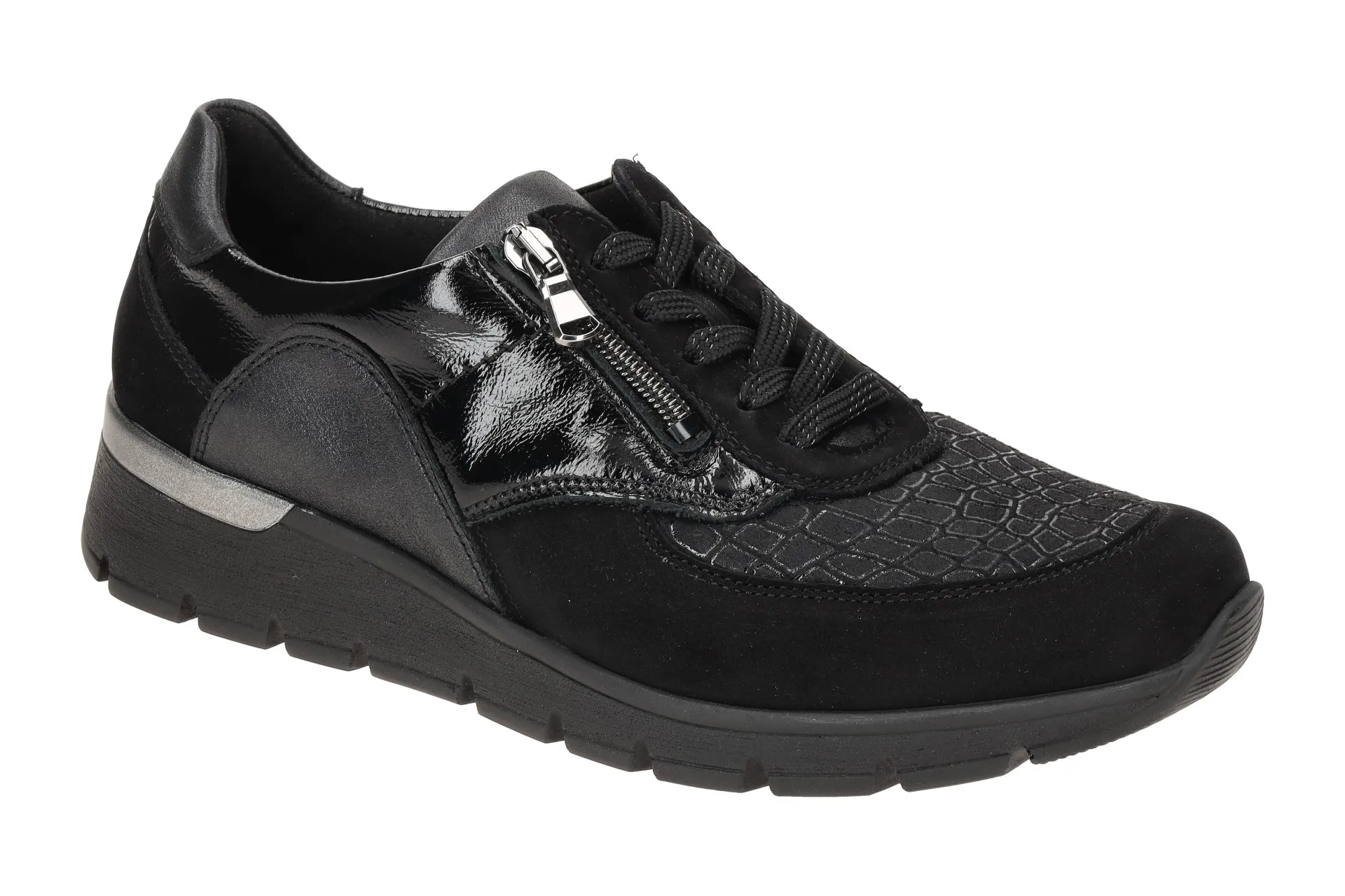 Waldläufer Ramona Schuhe schwarz K-Weite OrthoTritt Leder-Mix
