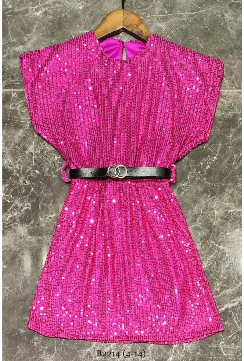 Ärmelloses Paillettenkleid mit Gürtel